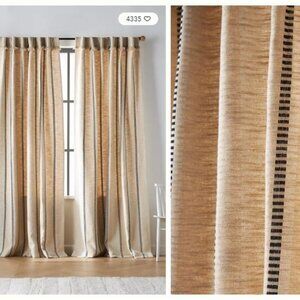 Anthropologie Pieced Strip Cotton Blend Woven Curtain Panel Black White Bohemian